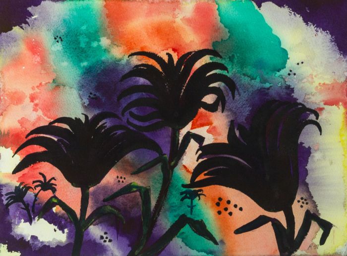 Rosalind Adams (née Thuillier) - Contemporary Watercolour, Black Heads