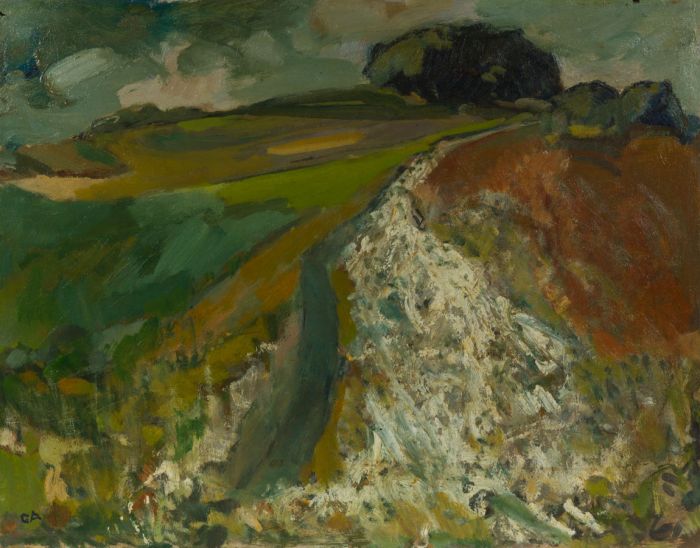 Gilbert Adams FRPS (1906-1996) - Mid 20th Century Oil, Pipe laying, Beckhampton