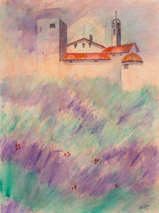 Rosalind Adams (née Thuillier) - Contemporary Watercolour, Villa