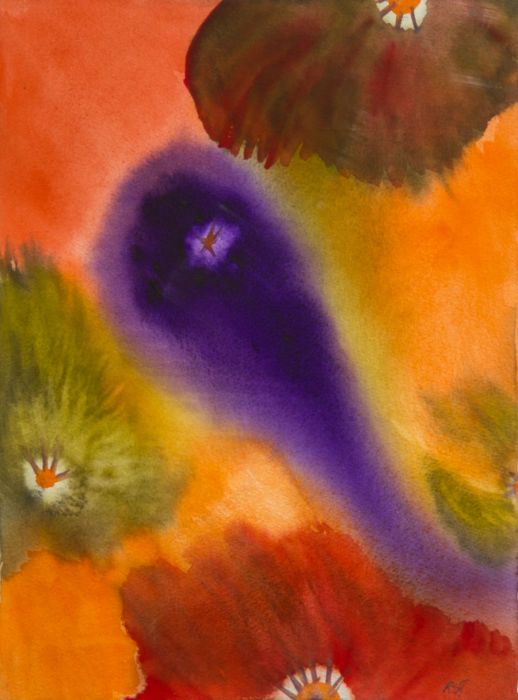 Rosalind Adams (née Thuillier) - Contemporary Watercolour, Abstract Floral Study