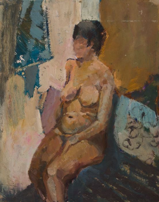 Gilbert Adams FRPS (1906-1996) - Mid 20th Century Oil, Seated Nude