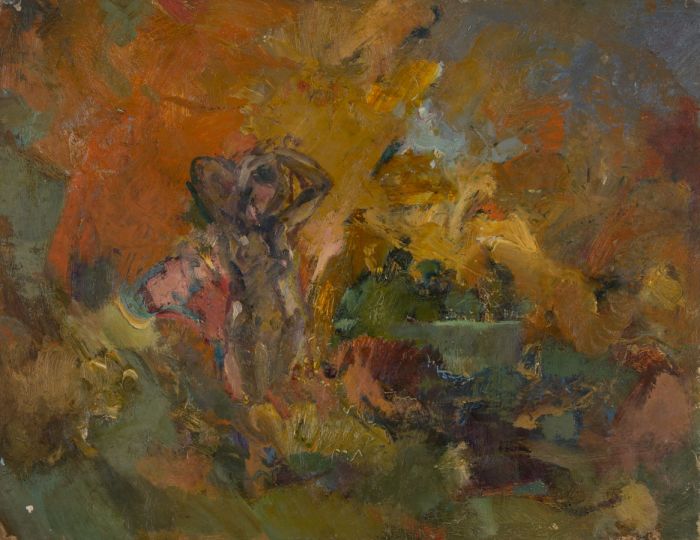 Gilbert Adams FRPS (1906-1996) - Mid 20th Century Oil, Nude in a Landscape