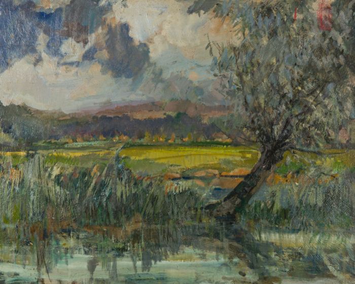 Gilbert Adams FRPS (1906-1996) - Mid 20th Century Oil, Landscape with Pond