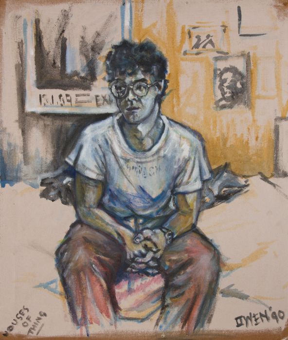 Owen - Large 1990 Acrylic, Portrait of Seated Man