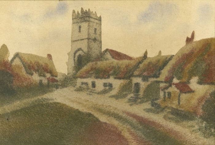 Mid 20th Century Coloured Sand Art - Godshill, Isle of Wight
