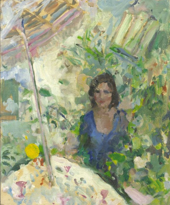Gilbert Adams FRPS (1906-1996) - Mid 20th Century Oil, Woman in a Garden