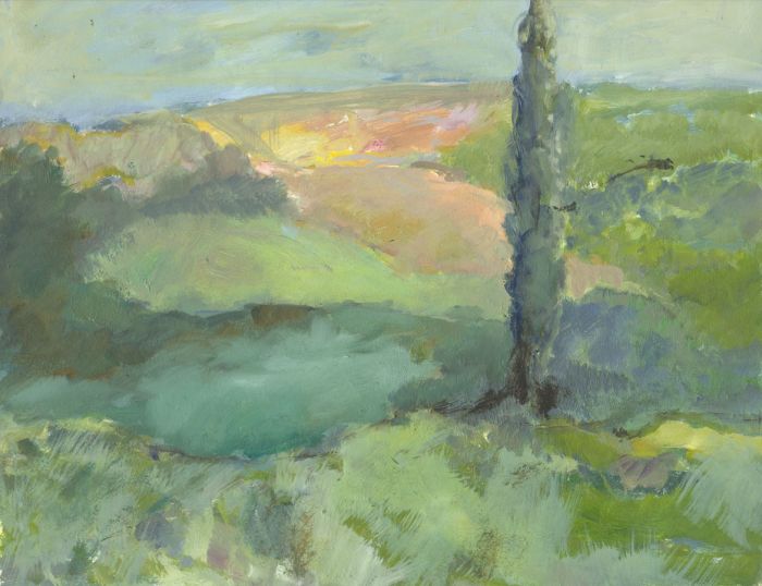 Gilbert Adams FRPS (1906-1996) - Mid 20th Century Oil, Landscape with Poplar