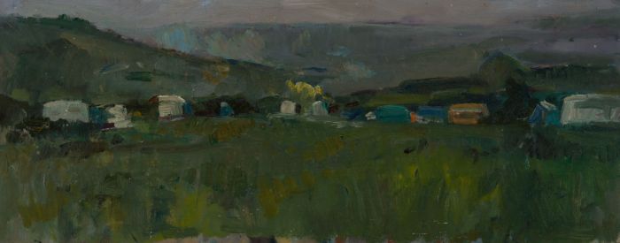 Gilbert Adams FRPS (1906-1996) - Mid 20th Century Oil, Landscape with Caravans