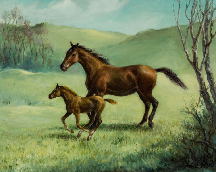 Yvonne Delvo - Contemporary Oil, Mare and Foal