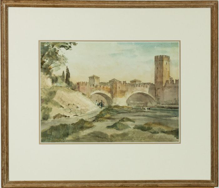 Michael Brockway - Mid 20th Century Watercolour, Scaligero Bridge, Verona
