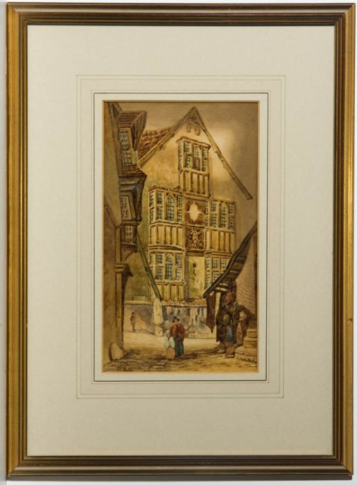 W.W.H. - A Pair of Late 19th Century Watercolours, City Scenes with Figures
