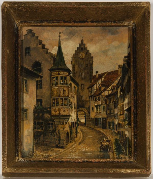 J. Hanselmann - Mid 20th Century Mixed Media, Meersburg Street Scene