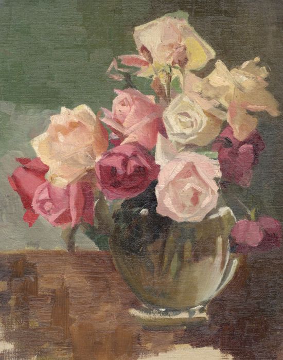 Mary Cecilia Crompton - Contemporary Oil, Roses