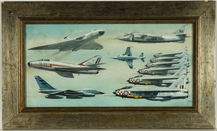 Ron Jobson - Mid 20th Century Gouache, Fighter Jets