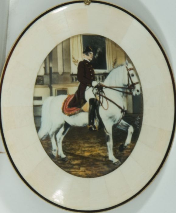 Oval Miniature Late 19th Century Mixed Media - Man on a Horse