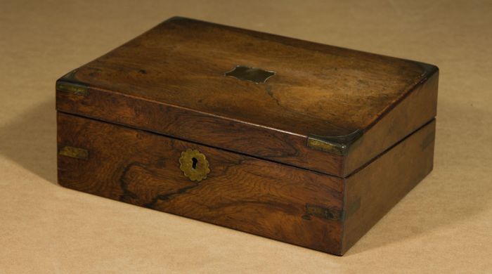Victorian Figured Rosewood and Brass Writing Slope