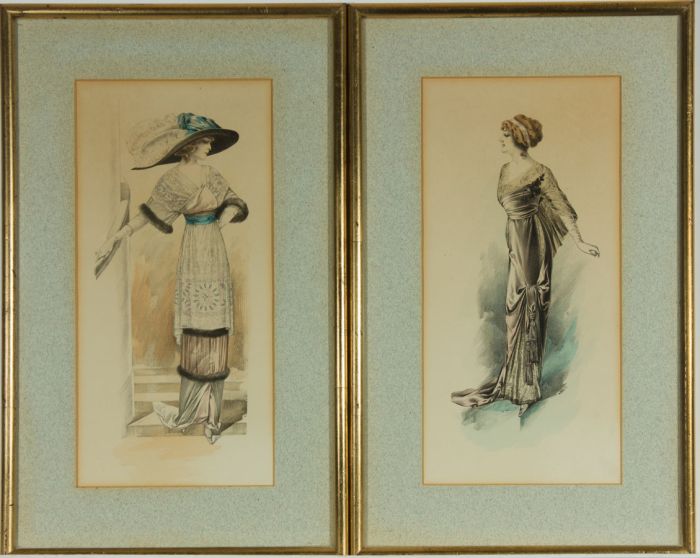 French School - A set of Four 20th Century Digital Print, Fashion Illustrations