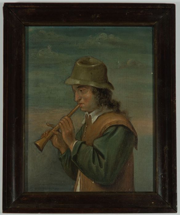 Late 19th Century Oil - Man with Horn