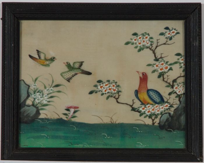 Chinese School 19th Century Gouache on Rice Paper - Study of Birds