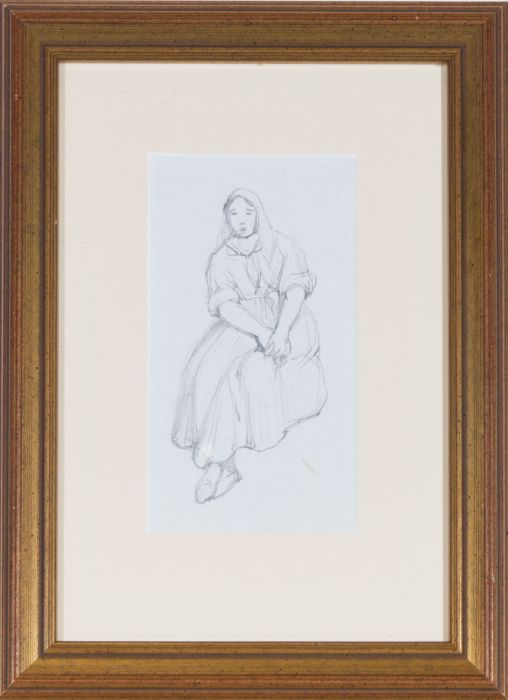 Edward Duncan (1803-1882) - Graphite Drawing, Portrait of a Seated Lady 