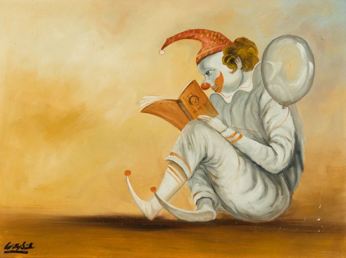 Gilly Smith - Contemporary Oil, Clown, Reading