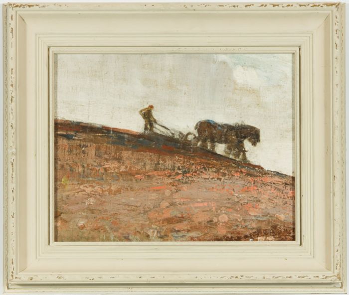 Impressionist Mid 20th Century Oil - Ploughing Scene