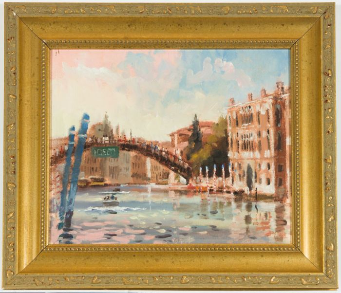 Roy Pettitt (b.1935) - Fine Impressionist 1992 Oil, Ponte dell'Accademia, Venice