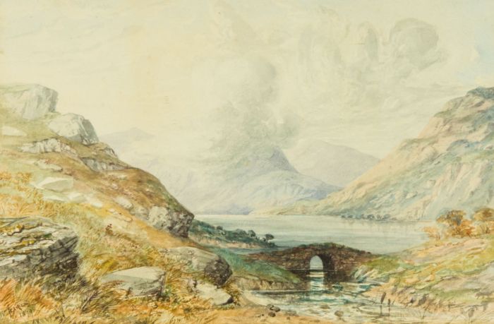 W. Searle - Signed 1879 Watercolour, Lake in North Wales