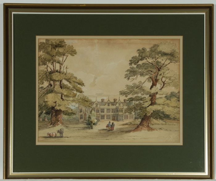 English School 1828 Watercolour - Chequers Court Buckinghamshire
