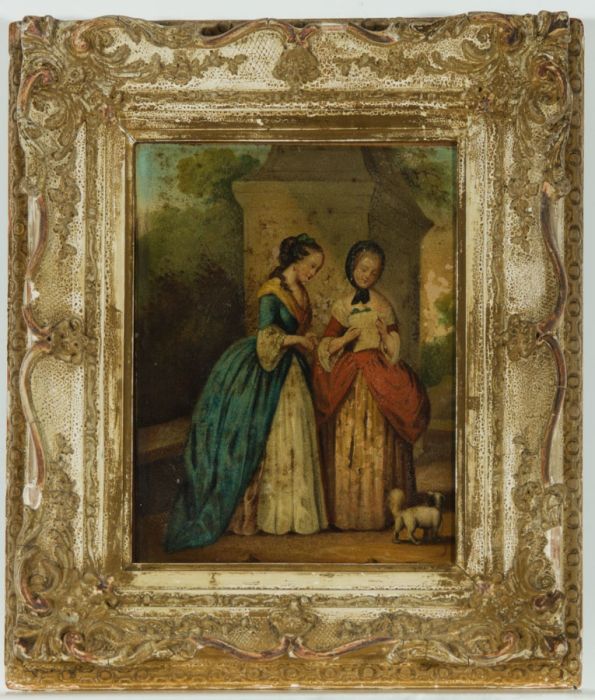 Small 19th Century Oil - Elegant Ladies