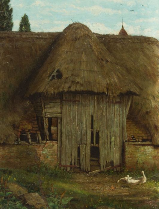 Valentine Thomas Garland (1840-1914) - Fine Signed Oil, Thatched Cottage