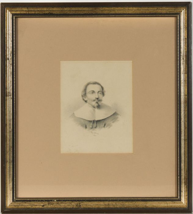 H. Collins - Framed 1841 Graphite Drawing, Portrait of a Gentleman
