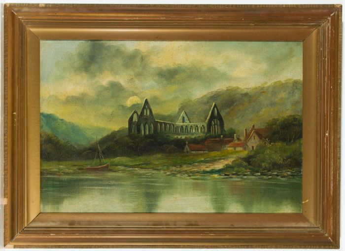 Framed 19th Century Oil - Tintern Abbey