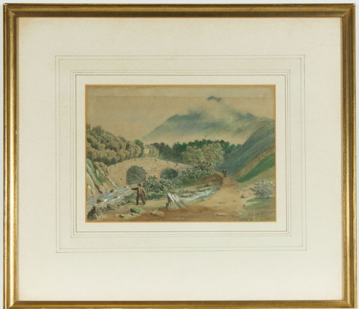 D. Cox - Signed c. 1860 Watercolour, Old Weir Bridge Killarney