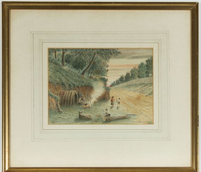D. Cox - Monogrammed c.1860 Watercolour, Gypsies at Breckenhill