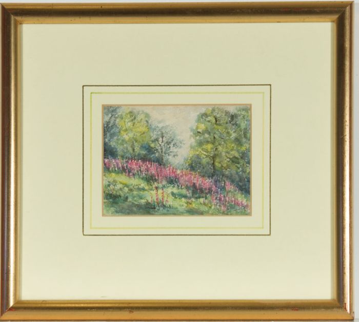 Henry Longueville Graham - Framed 1898 Watercolour, Foxgloves, Brightling Woods