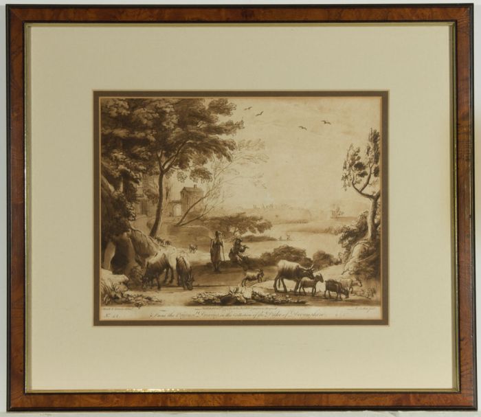 R. Earlom after Claude Lorrain - Framed 1774 Mezzotint, Liber Veritatis, No. 42
