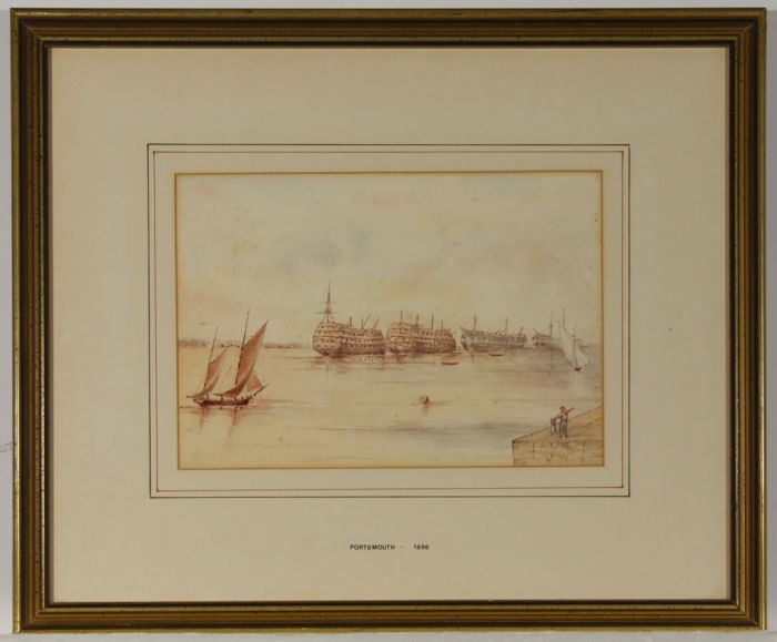 Framed 1886 Watercolour - Portsmouth