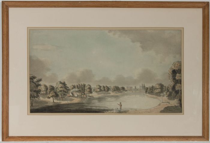 English School c.1780 Watercolour - The Serpentine and Westminster Abbey
