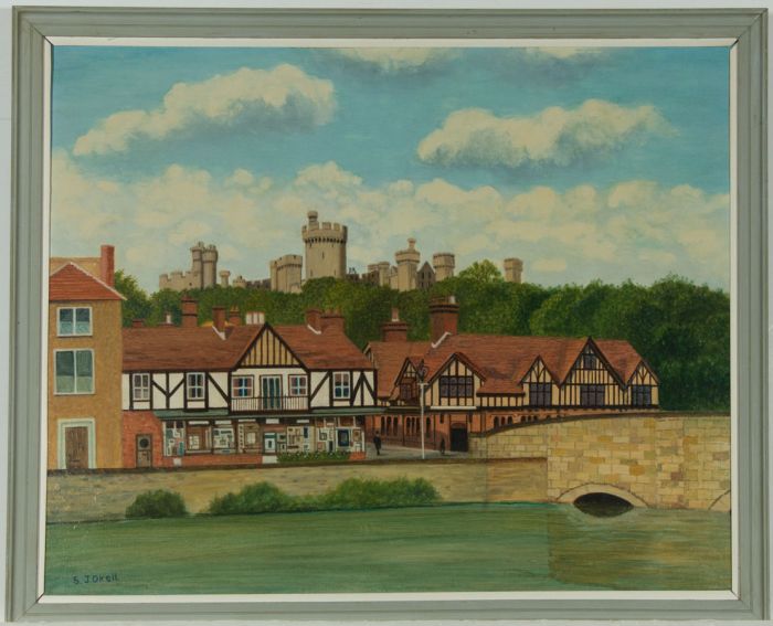 S.J. Okell - Signed Mid 20th Century Oil, Arundel Castle from Bridge