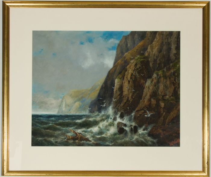 Edgar West - Signed 19th Century Gouache, Shipwreck in a Rocky Seascape