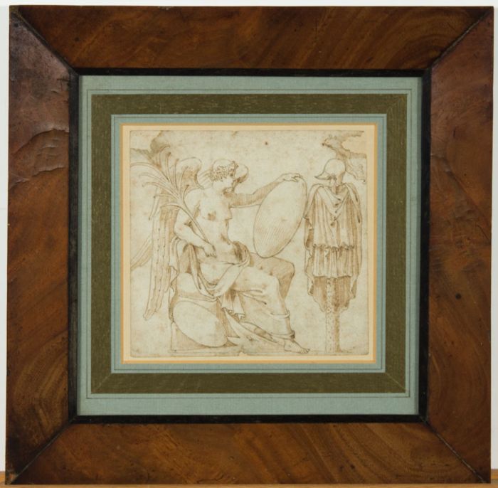 Italian School  18th Century Pen and Ink Drawing - Winged Female Warrior