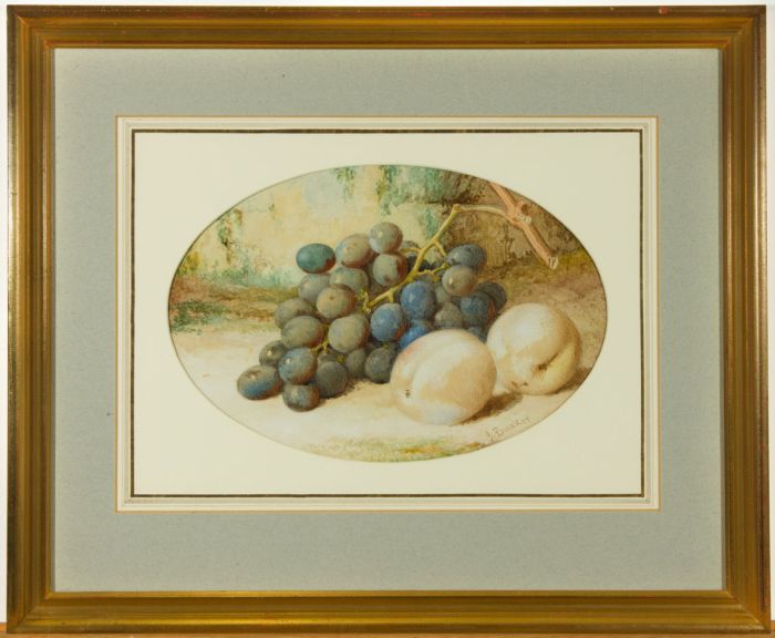 Joseph Bunker - Fine Signed Late 19th Century Watercolour, Peaches and Grapes