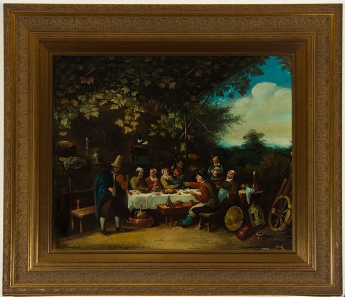 V. Heemskerk - Large Impressive 19th Century Oil, Merrymakers