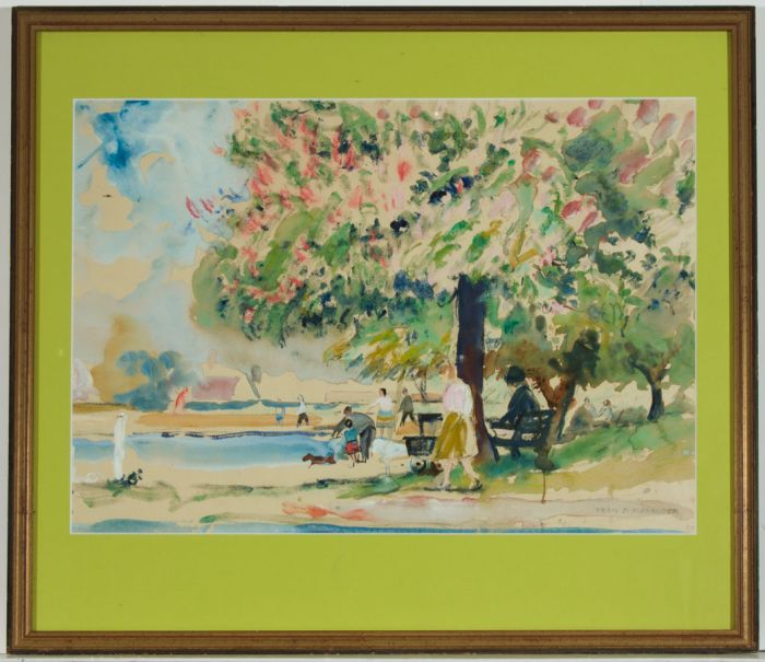 Jean Dryden Alexander (1911-1994) - Signed Watercolour, Park in Summer