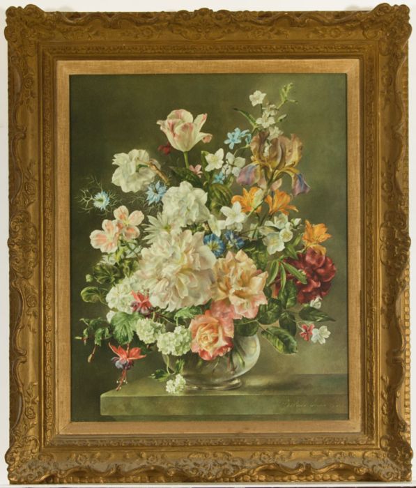 20th Century Ornate Gilt Picture Frame with Facsimile Print After Barbara Shaw