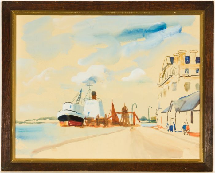 Jean Dryden Alexander (1911-1994) - Framed Watercolour, Coastal Town