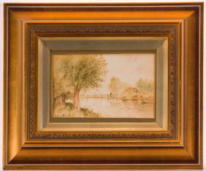 Hugh Vane Turner - Signed 19th Century Watercolour, River landscape with Angler