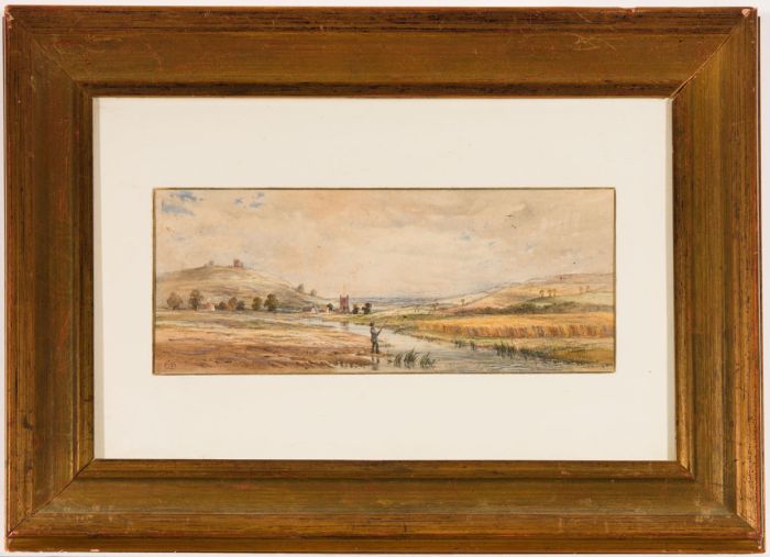 George Stewart - Monogrammed 1863 Watercolour, Fishing
