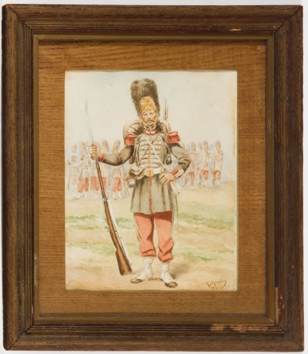 Auguste Masson - Signed 1915 Watercolour, Portrait of a Soldier